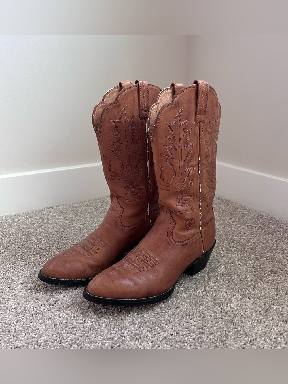 Ariat Heritage Western R-Toe Boots Brown Leather Cowgirl Women's 6B Style 15718